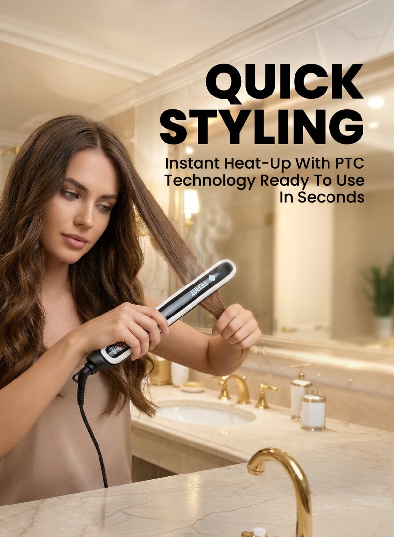 تيم Team Professional Hair Straightener for Women | Ceramic-Coated Floating Plates | Fast Heating PTC Technology | 180–200°C Adjustable Temperature | Smooth, Shiny, Frizz-Free Hair Styling - Image 2
